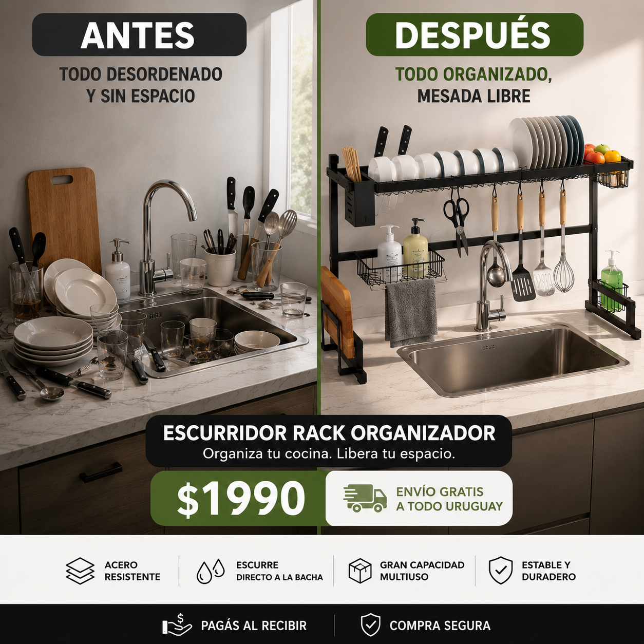 Escurridor de Platos Sobre Bacha - Organizador de Cocina
